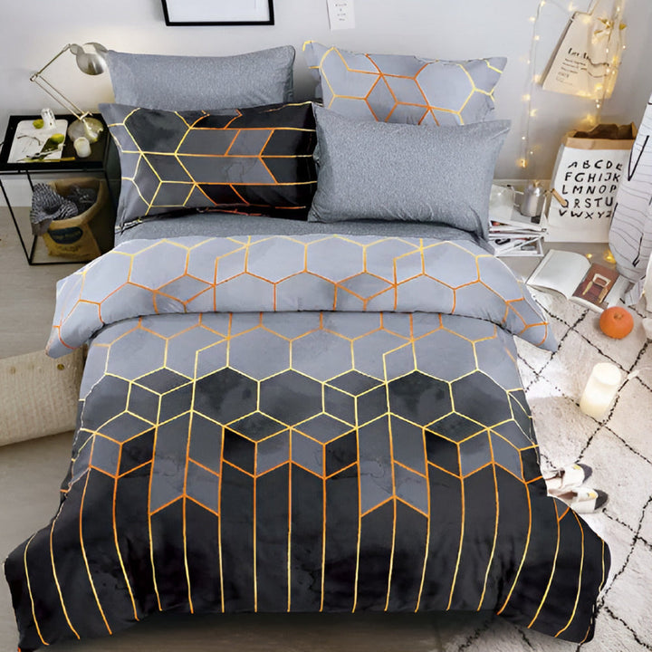 Lisslune | Golden Cosmo Hive | 3pcs Duvet Cover Sets