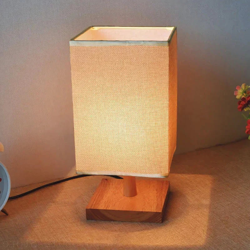 Lisslune | TerraGlow - Minimalistic Table Lamp with Square Wooden Base