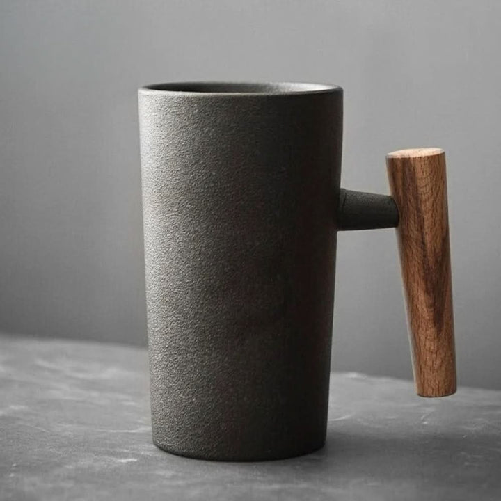 Lisslune | Nordic Ceramic Latte Mug with Wood Handle