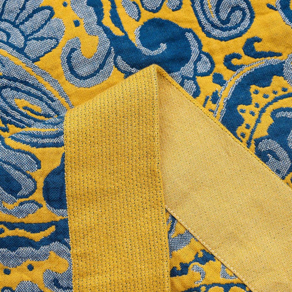 Lisslune | Azure Golden Retro Cotton Blanket