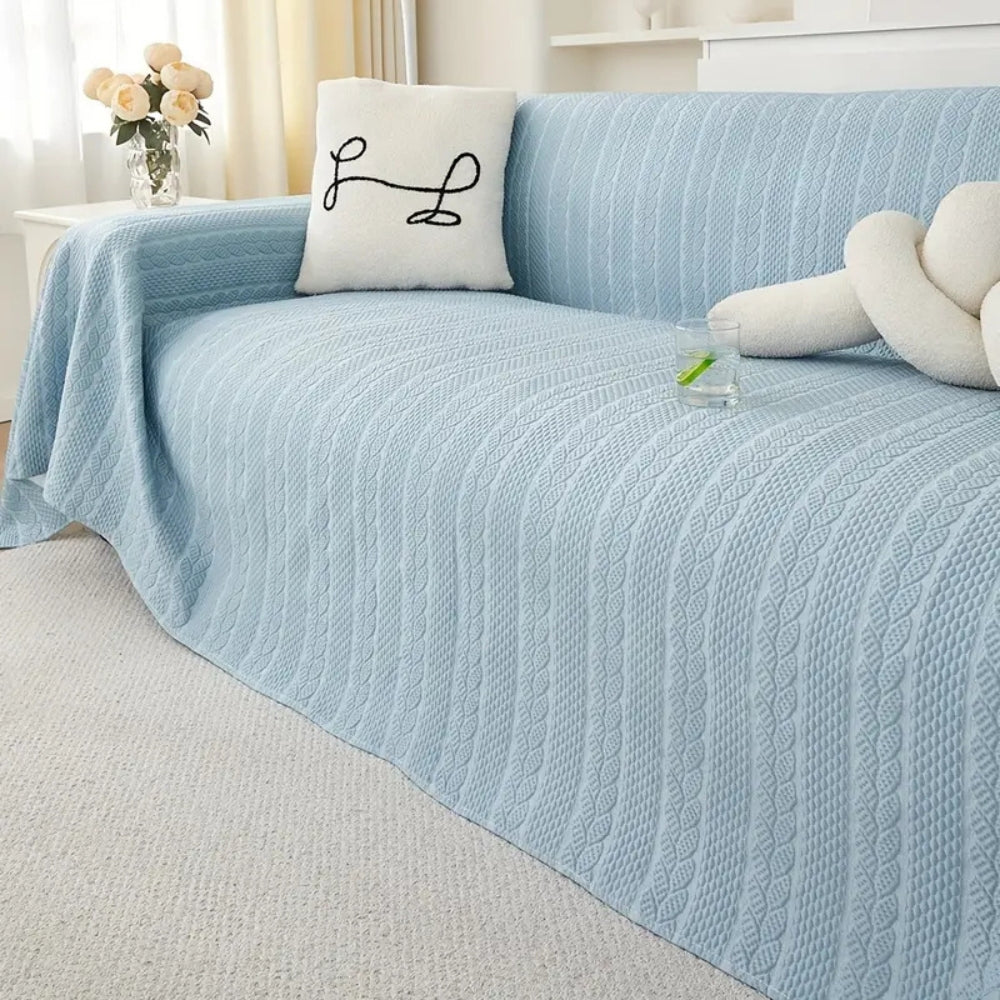 Lisslune | Tranquil Plush Leaf Sofa Cover