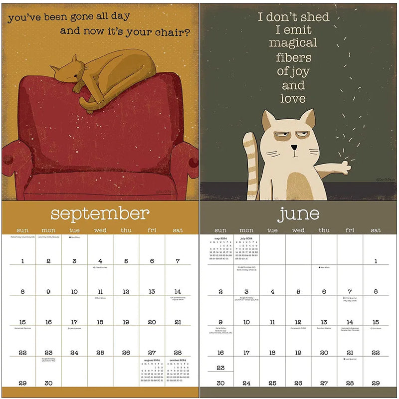 Lisslune | A Year of the Purring Cats 2024 Wall Calendar