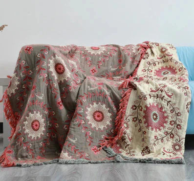 Lisslune | Reversible Scandinavian Blanket with Bird Design