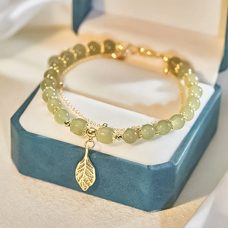 Lisslune | Hetian Jade Bracelet with Leaf
