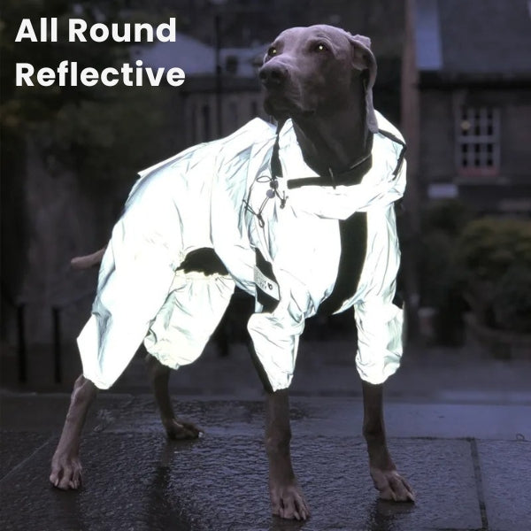 Lisslune | Waterproof Dog Coat with Legs – Reflective Dog Rain Jacket for Small & Large Breeds | Best Rain Coat for Dogs UK
