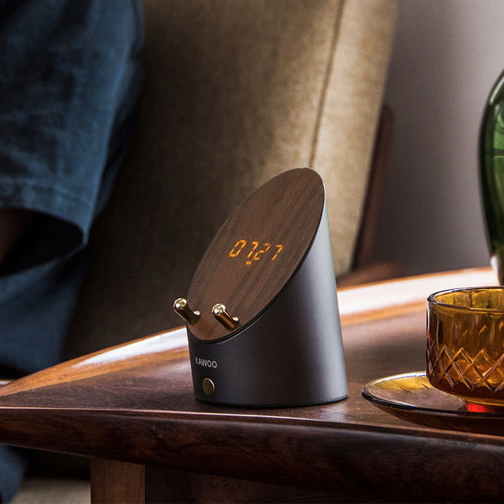 Lisslune | Wireless Induction Bluetooth Desktop Mini Speaker, with Clock, Alarm, Phone Holder, No Bluetooth Connection Required