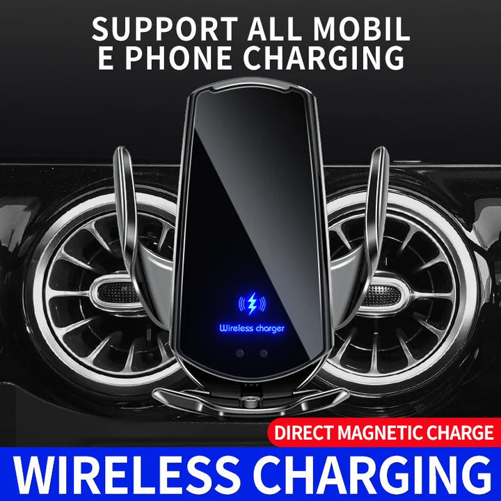 Lisslune | 2-in-1 Wireless Car Charger & Phone Holder Automatic Clamping - Fast Charging Secure Universal Compatibility Adjustable & Practical