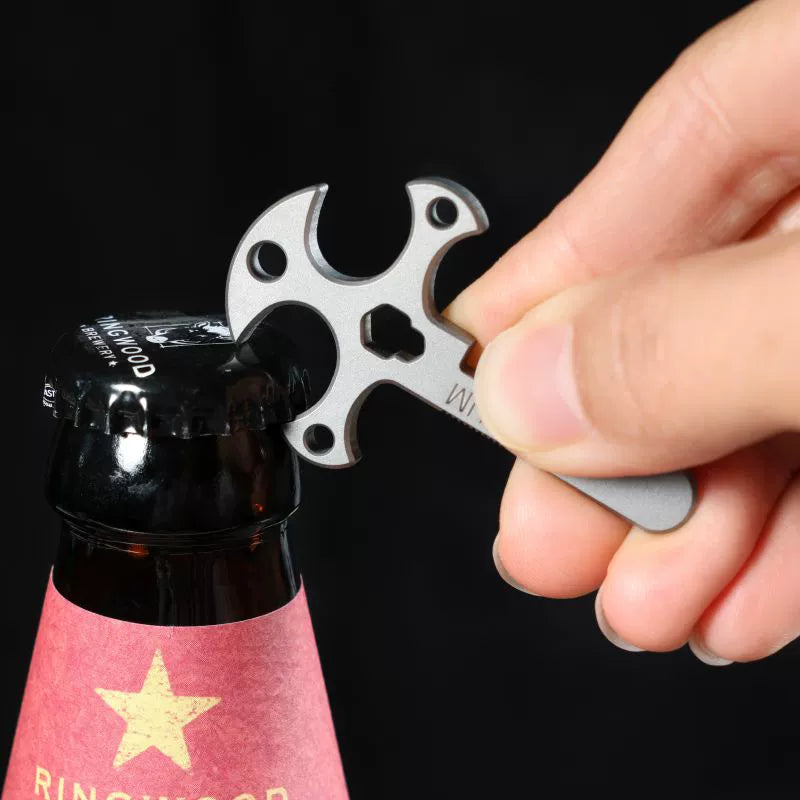Lisslune | Titanium Cross Multi-Tool Keychain - Portable Pry Bar, Bottle Opener & Serrated Necklace