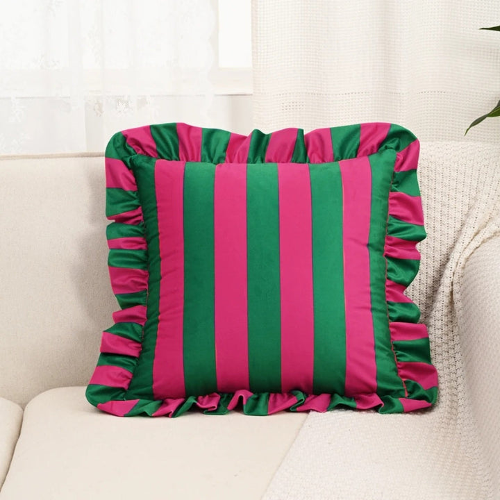 Lisslune | Retro Striped Ruffle Cushion Cover