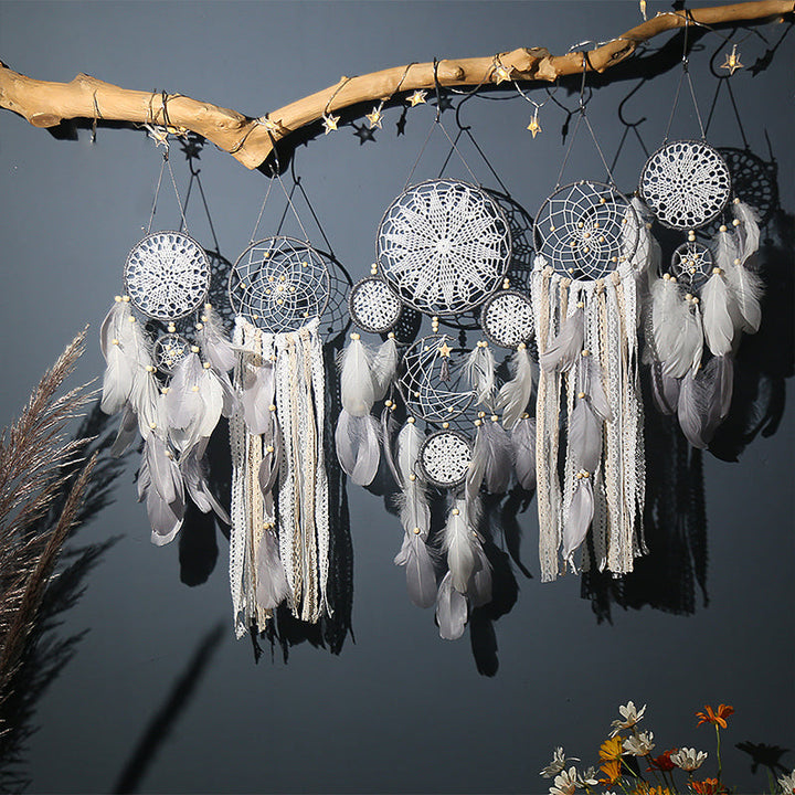 Lisslune | Dream catcher moon and stars hang over the bed (5 pieces)