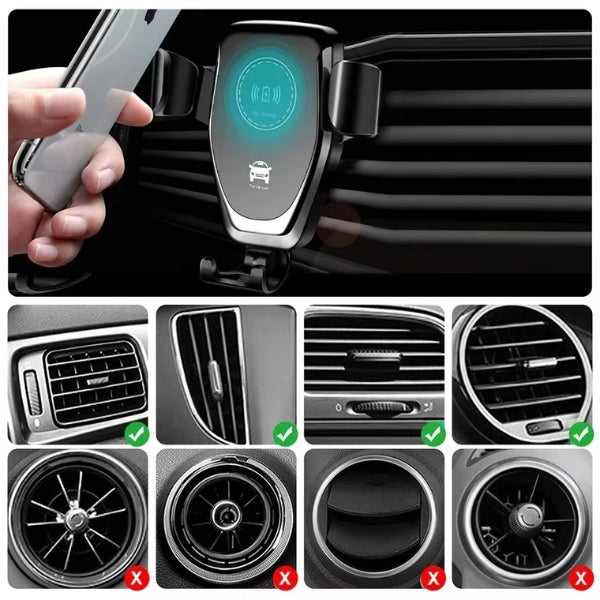 Lisslune | Wireless Car Charger & Phone Mount - Fast Charging Holder for iPhone 14 & All Smartphones