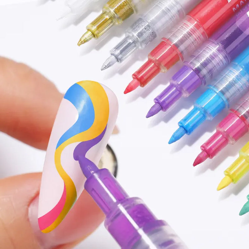 Lisslune | 12-color ultrathin curved nail pen