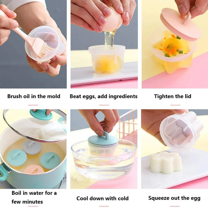 Lisslune | Cute Boiled Egg Mold4 PCS/Set With Brush
