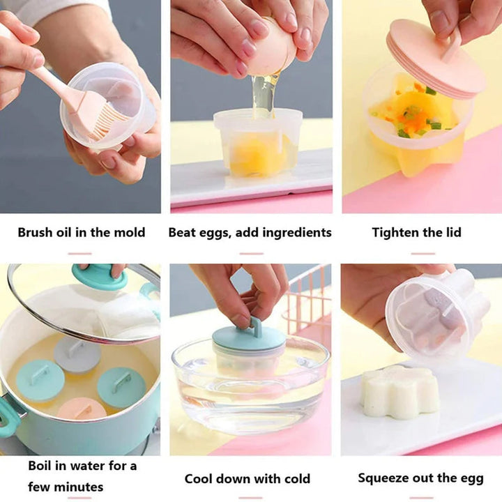 Lisslune | Cute Boiled Egg Mold4 PCS/Set With Brush