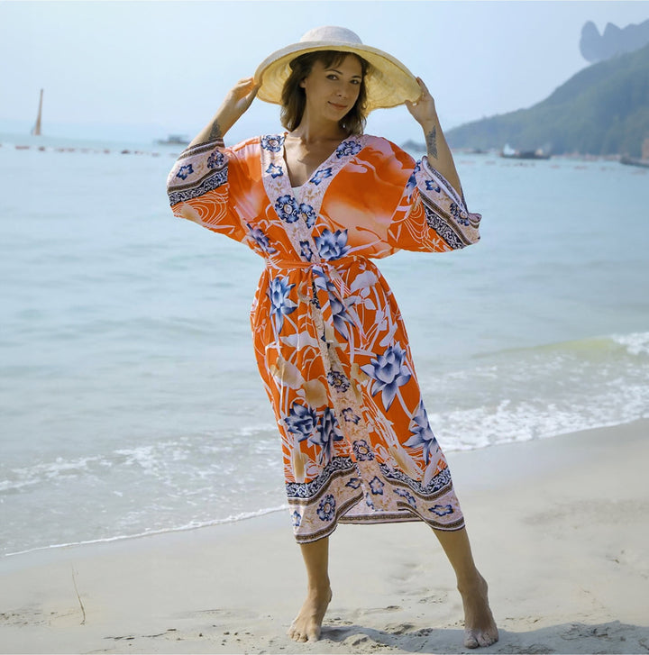 Lisslune | Bedruckter, Vom Kimono Inspirierter, Stylischer Strandüberwurf
