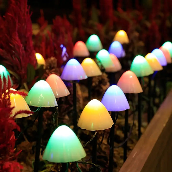 Lisslune | LED Solar String Lights Ground Stake Mushroom Lights
