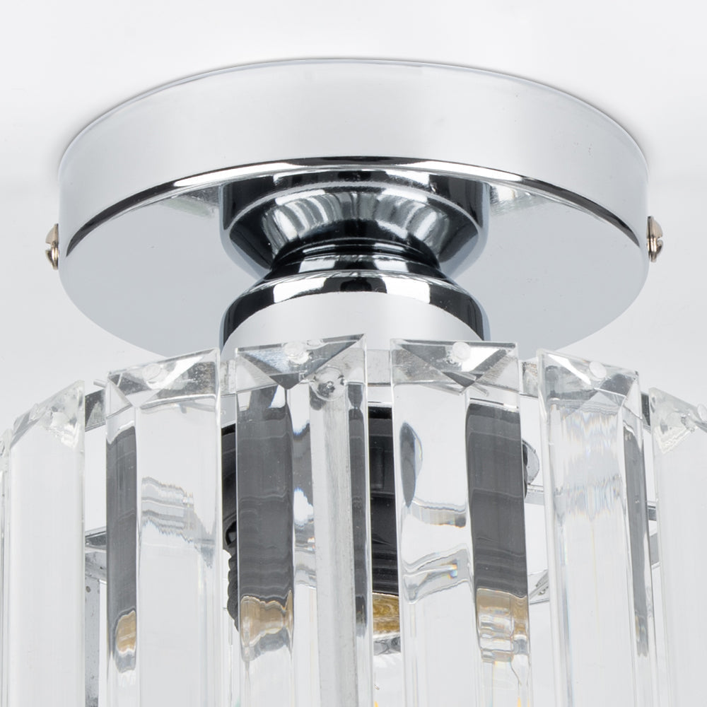 Lisslune | Modern 1-Light Flush Mount Ceiling Light | Black Brass Fixture with Crystal Shade for Hallway & Living Room