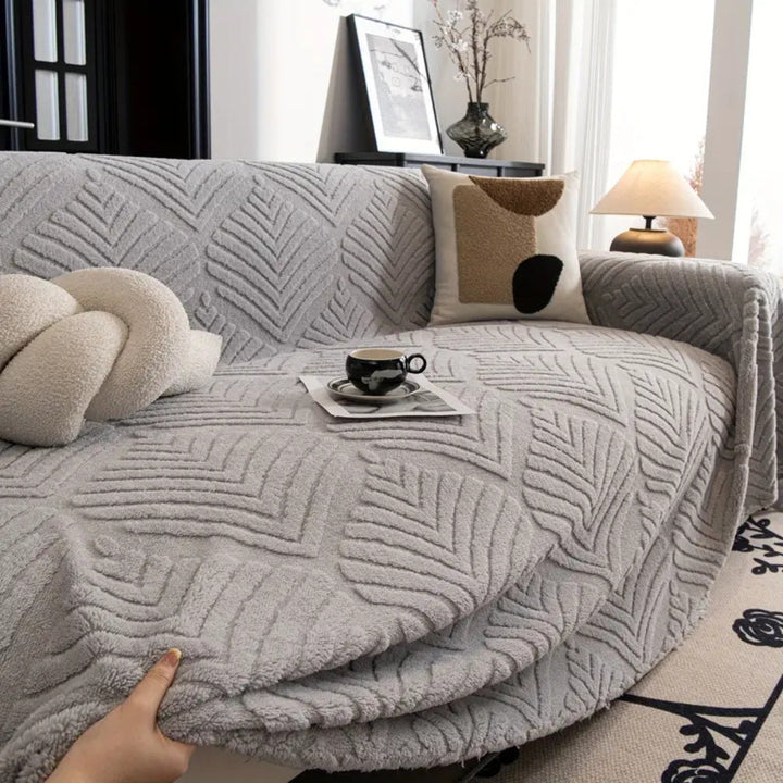 Lisslune | Herringbone Leaf Design Fleece Sofa Cover