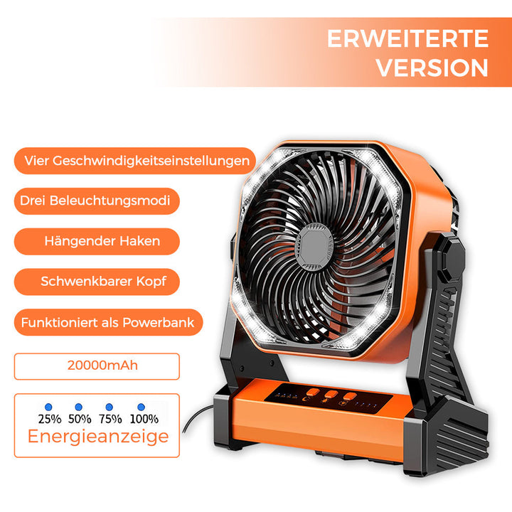 Lisslune | Portable fan for outdoor use with LED light