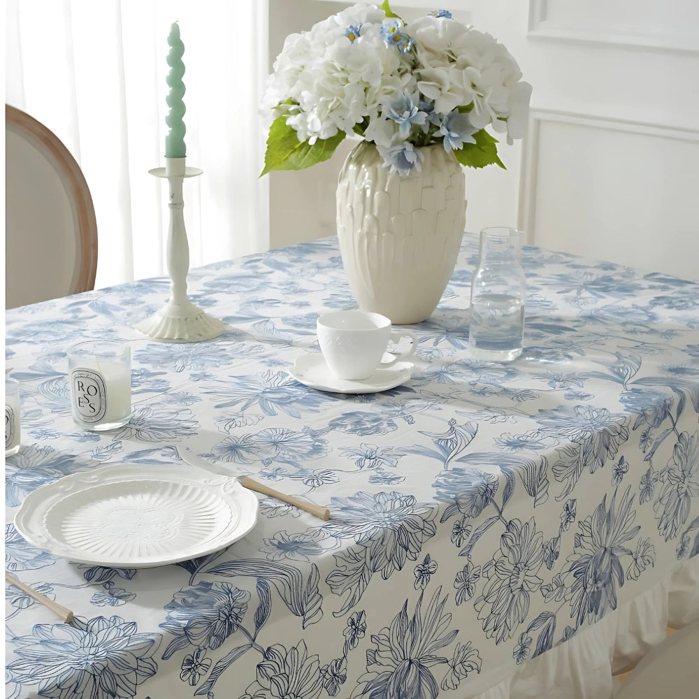 Lisslune | Delfina Blue Floral Lace Tablecloth