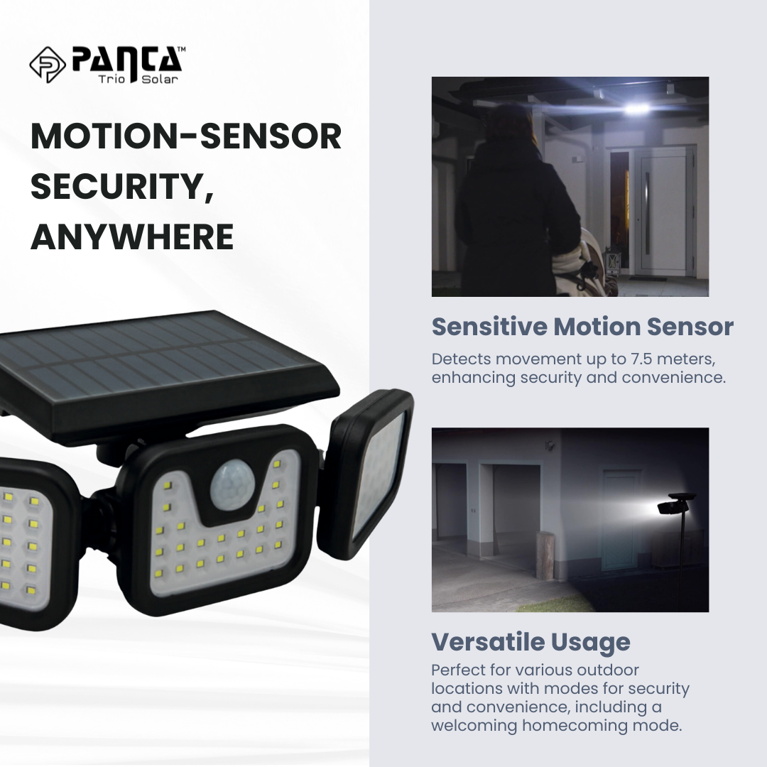 Lisslune | Solar-Powered Outdoor Lights – Panta Trio with Motion Sensor for Garden & Security Lighting