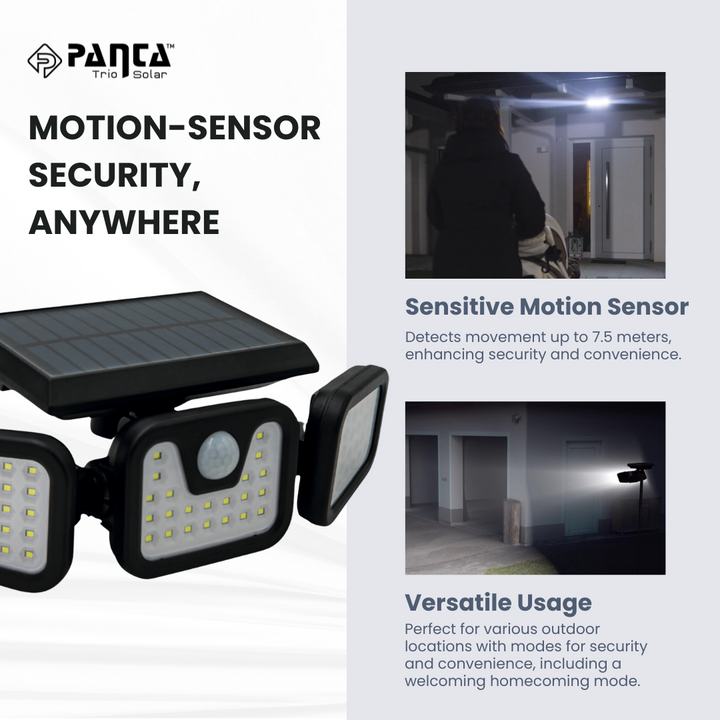 Lisslune | Solar-Powered Outdoor Lights – Panta Trio with Motion Sensor for Garden & Security Lighting