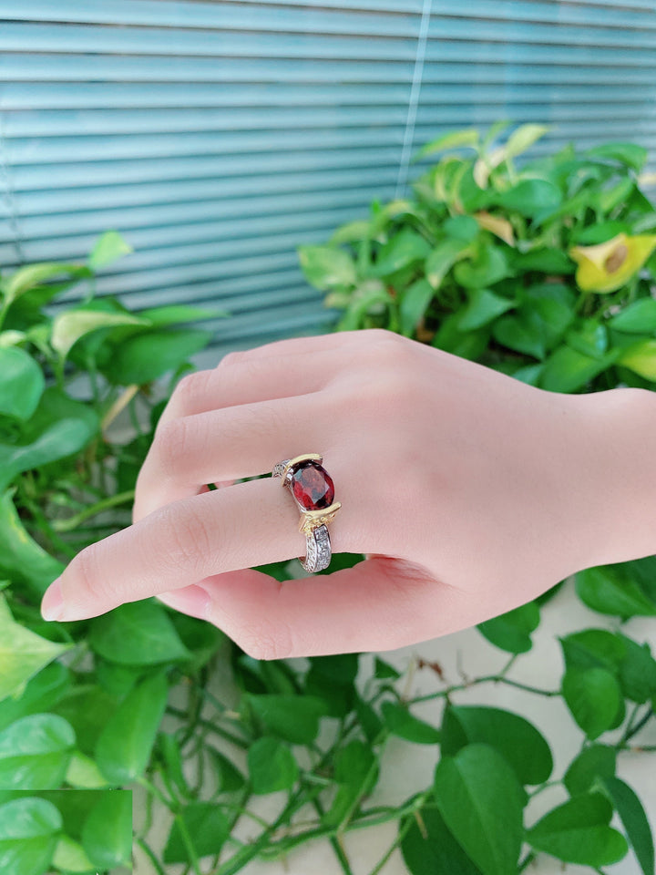 Lisslune | Fashion New Ring With Red Stones For Women Vintage Crystal Zircon Rings