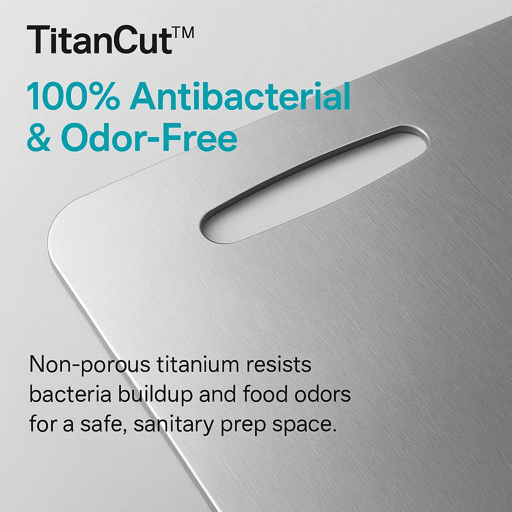 Lisslune | Medical Grade Titanium Cutting Board | Durable, Non-porous Surface for Safe Food Preparation & Kitchen Use