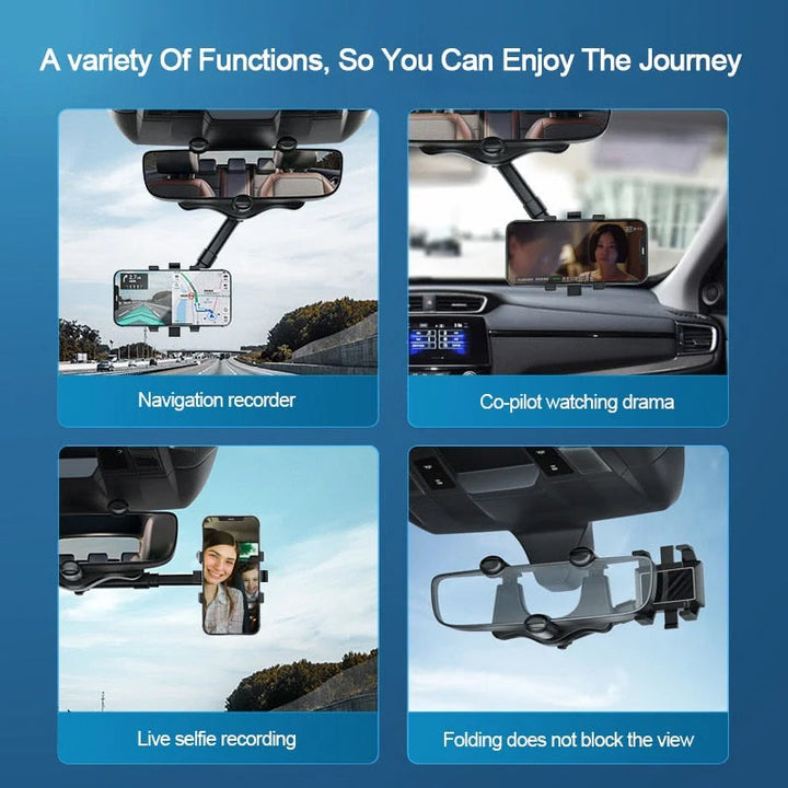 Lisslune | Multifunctional 360° Car Rearview Mirror Phone Holder