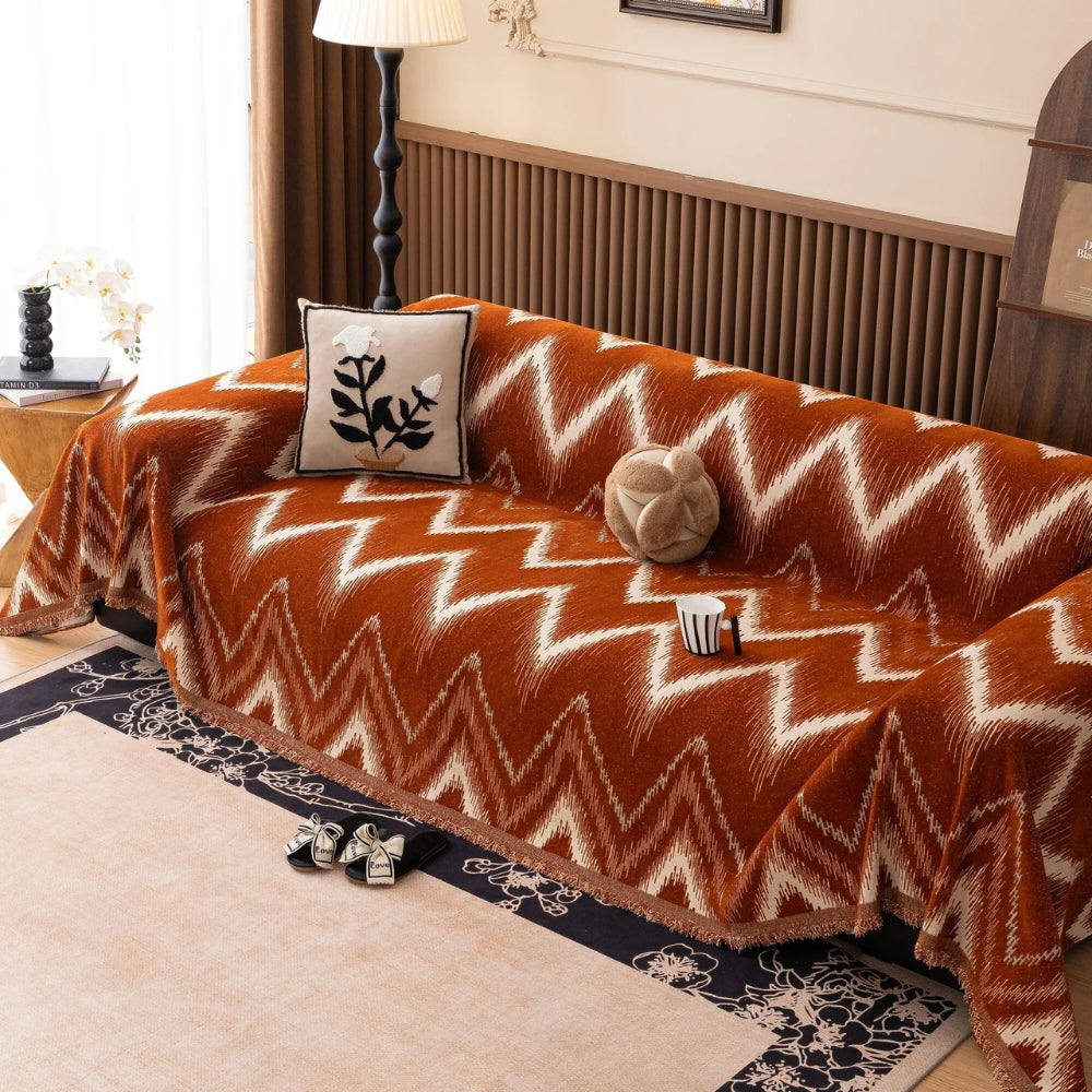 Lisslune | Ochre Streak Textured Sofa Cover