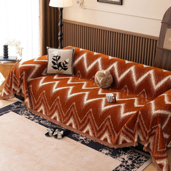 Lisslune | Ochre Streak Textured Sofa Cover