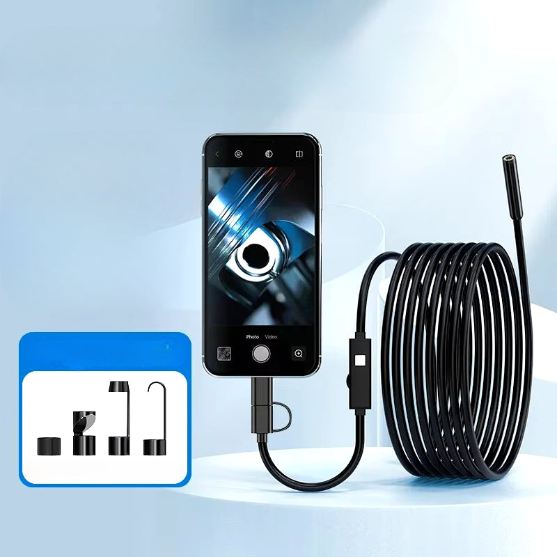 Lisslune | Industrial Endoscope Inspection Camera For Phone - Waterproof and Flexible HD Cam with Led Lights