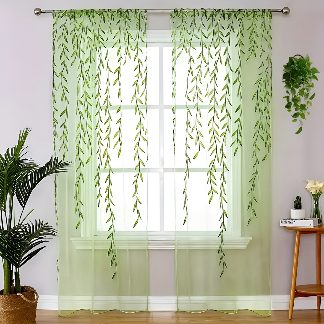 Lisslune | Willow Leaf Strip Window Curtains