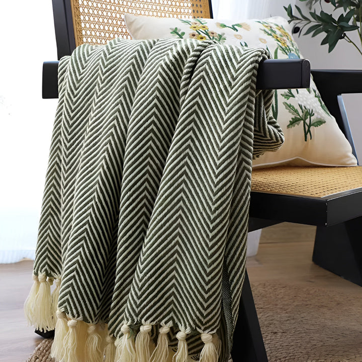 Lisslune | Herringbone Tassel Knit Blanket