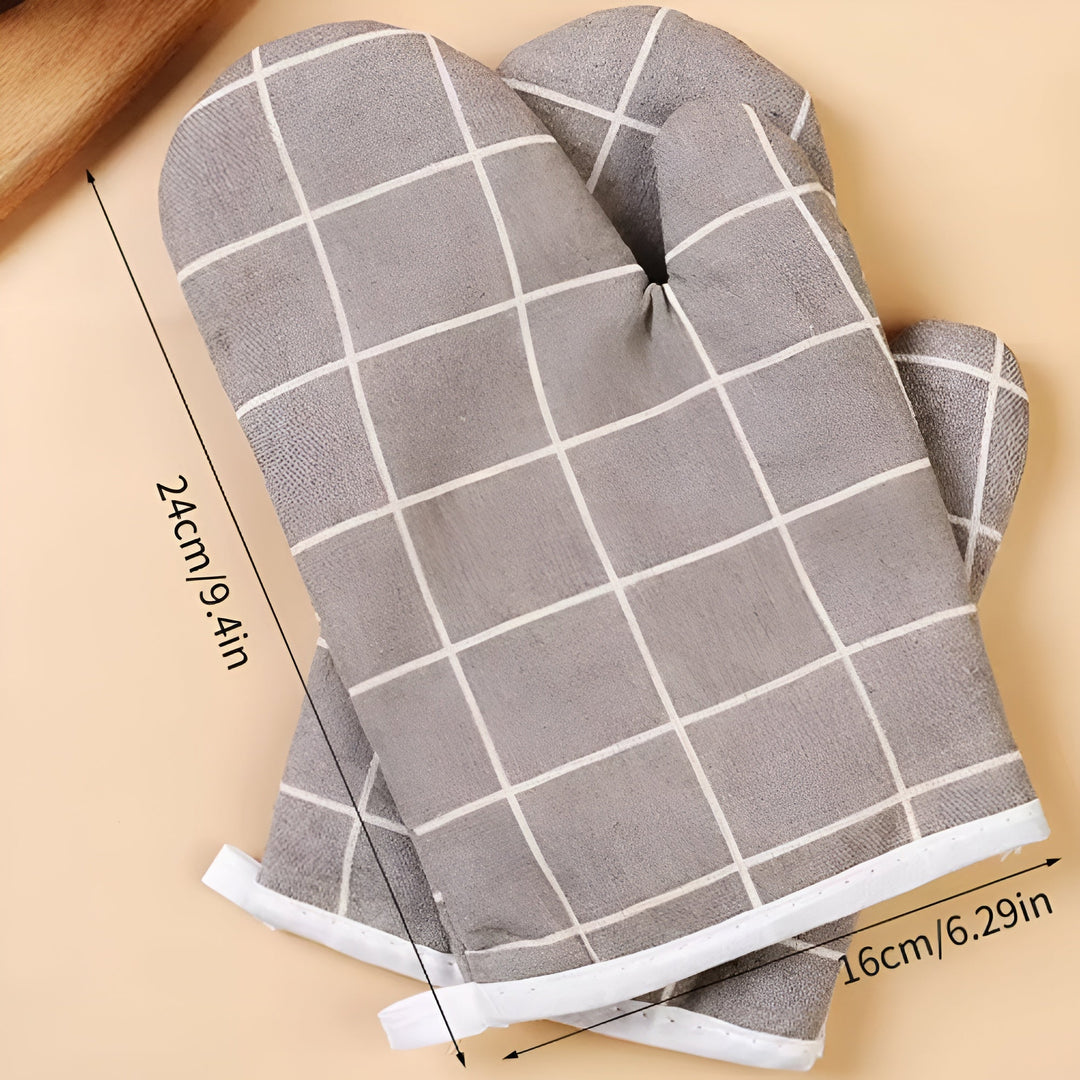 Lisslune | Heatproof Grid Pattern Kitchen Mitts