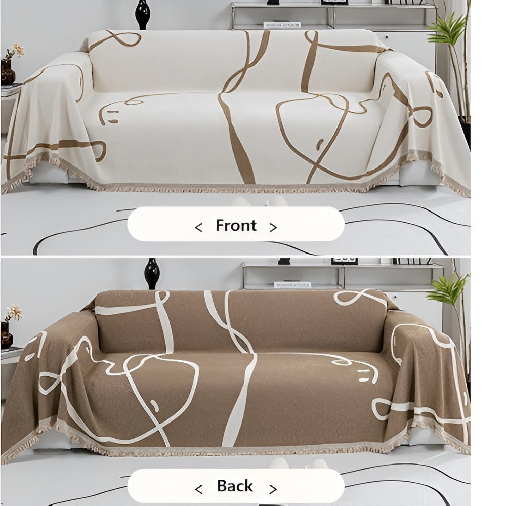 Lisslune | Abstract Line Reversible Chenille Sofa Cover