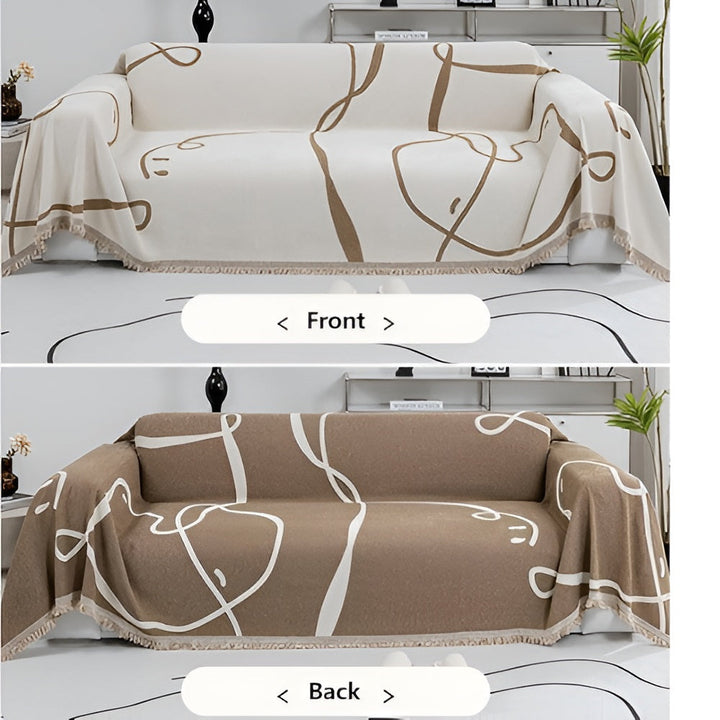 Lisslune | Abstract Line Reversible Chenille Sofa Cover