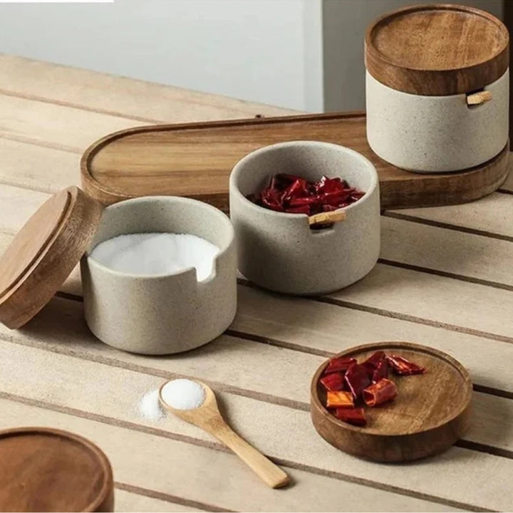 Lisslune | Rustic Ceramic Seasoning Jar Set