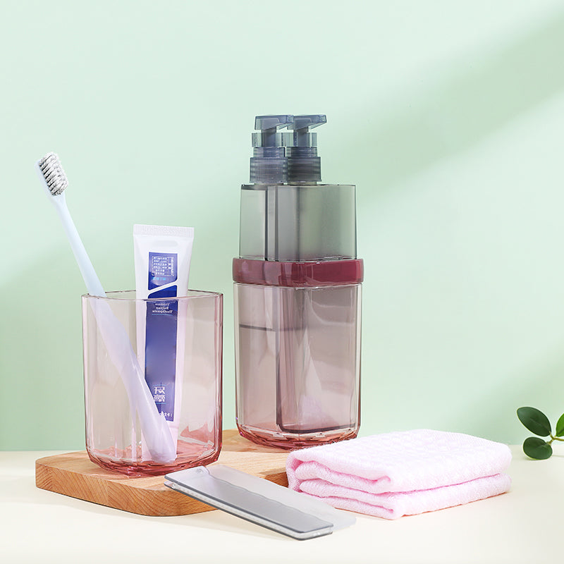 Lisslune | 8-in-1 Portable Sub-Bottle, with 2 Cups, 2 Travel Bottles, Soft Toothbrush, Foldable Comb, Toothpaste & Towel