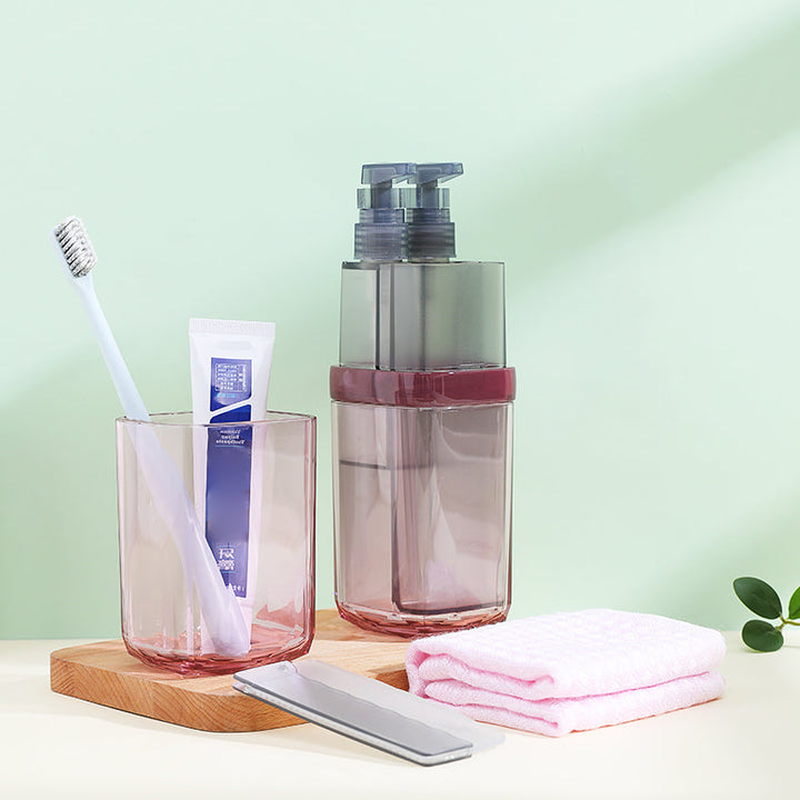 Lisslune | 8-in-1 Portable Sub-Bottle, with 2 Cups, 2 Travel Bottles, Soft Toothbrush, Foldable Comb, Toothpaste & Towel