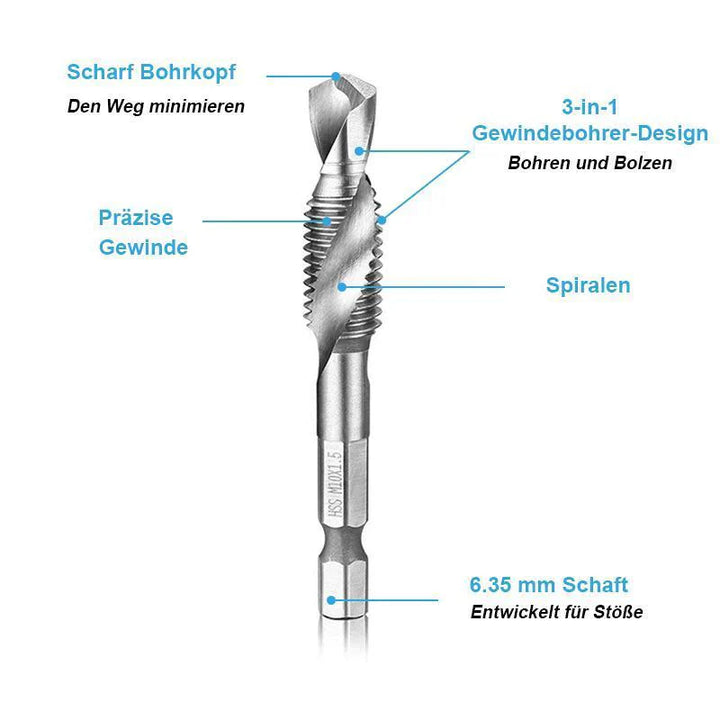 Lisslune | 6 piece combination tap bit set hexagon shank