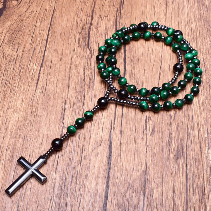 Lisslune | Orion Spiritual Necklace with Tiger Eye & Lapis Lazuli – Men's Rosary