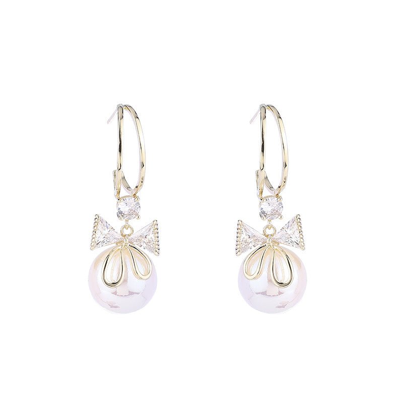 Lisslune | Bow Pearl Earrings