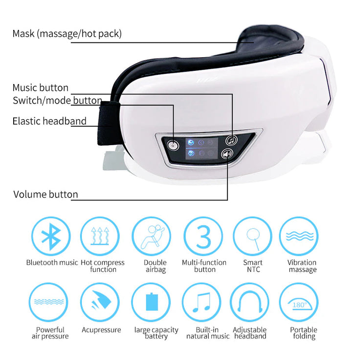 Lisslune | Eye massager with heat Smart Airbag Vibration Bluetooth Eye protection