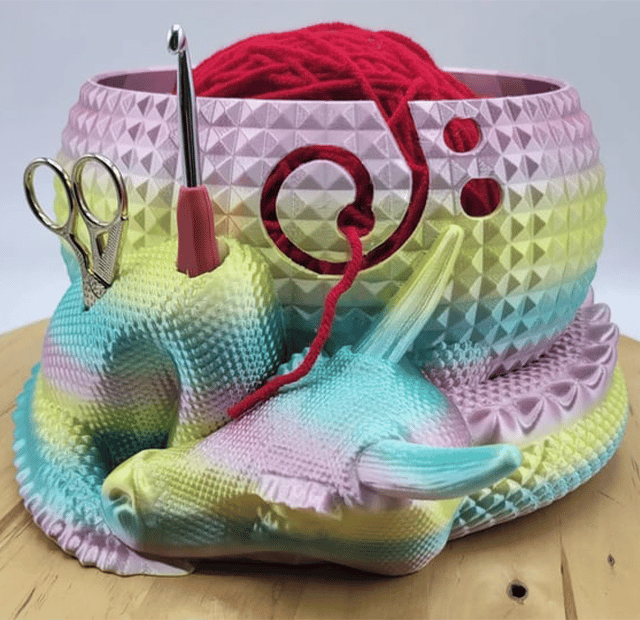 Lisslune | Large Fantasy Dragon and Egg Fantasy Bowl Knitting or Crochet Bowl