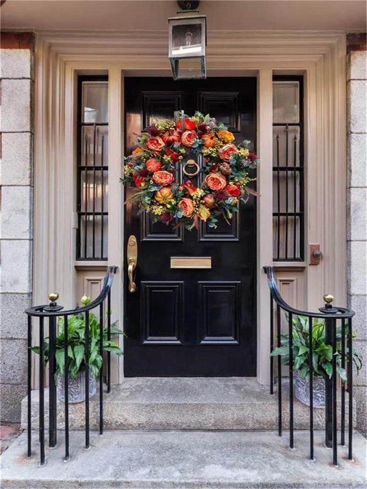 Lisslune | Fall Peony And Pumpkin Wreath - Year Round Wreath
