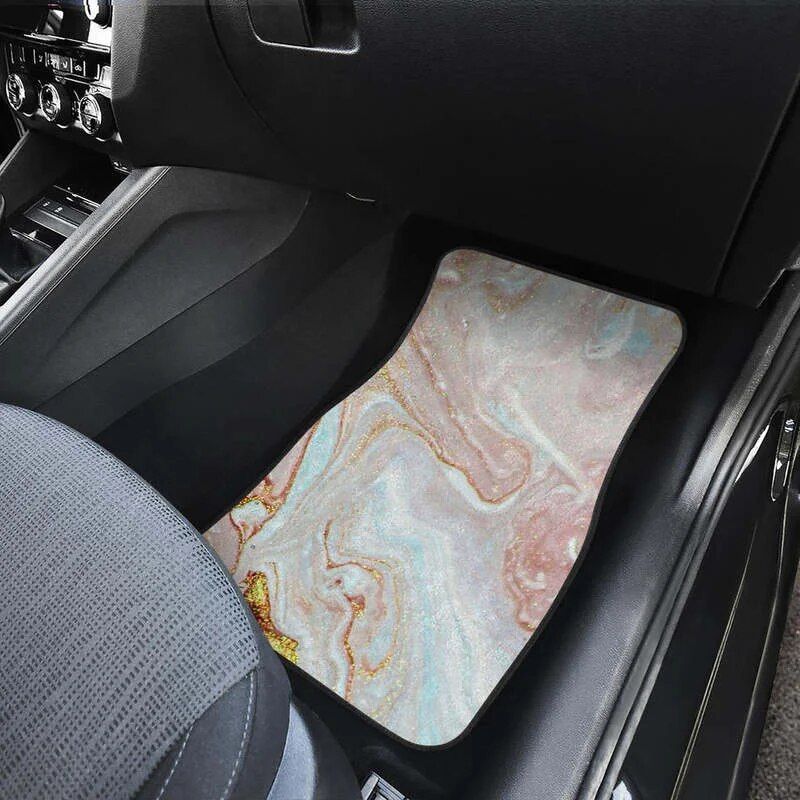 Lisslune | Luxe Pink Gold Floating Marble Car Mat (Full Set of 4)