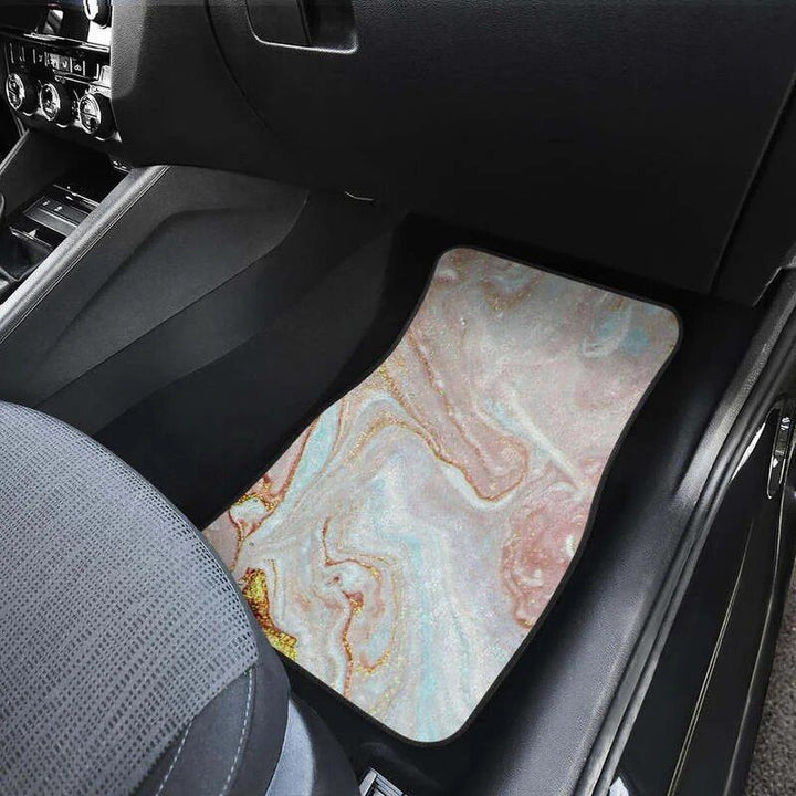 Lisslune | Luxe Pink Gold Floating Marble Car Mat (Full Set of 4)