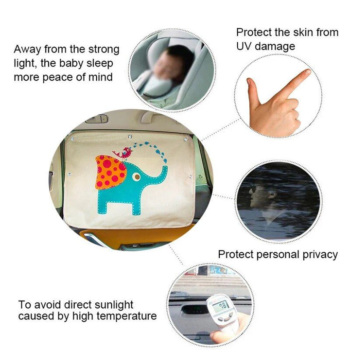Lisslune | Cute cartoon linen car sunshade curtain for windshield and side windows - 70cm x 50cm