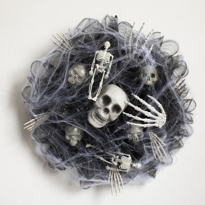 Lisslune | Halloween Wreath – Mesh Skull Garland for Door and Wall Decoration